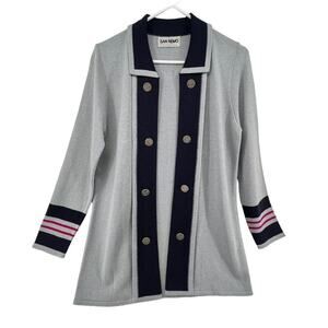 San Remo Size Small Cardigan Sweater Blue Decorative Buttons Lightweight Jacket